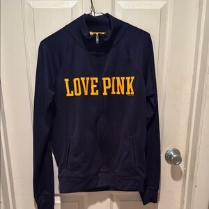 PINK Victoria's Secret Navy Jacket with Yellow Lettering